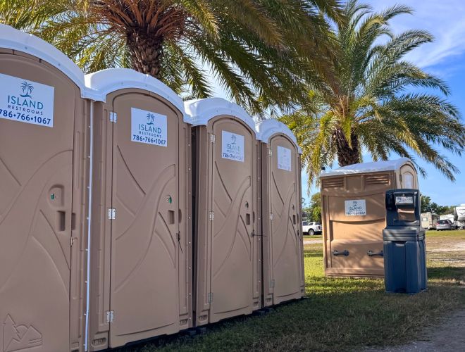 row of portapotties